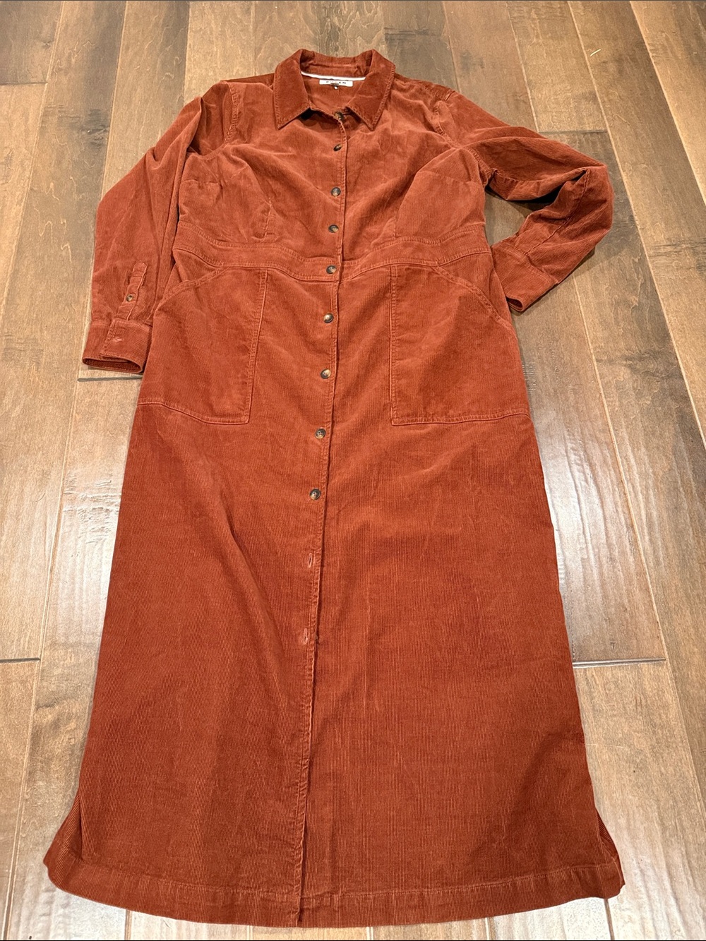 Boden Rust Corduroy Button-Front Dress
